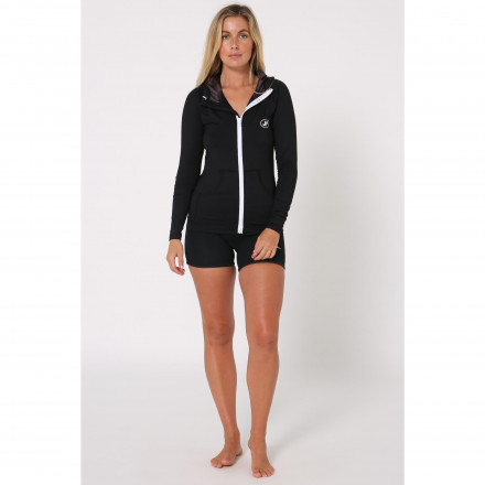 Женская гидромайка длинный рукав Jetpilot Zahra L/S Ladies Hooded Rashie black S24